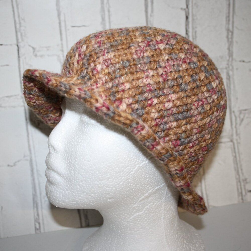 🌼 Tan & Colorful Crocheted Sunhat – Handmade · One Size